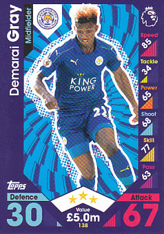 Demarai Gray Leicester City 2016/17 Topps Match Attax #138